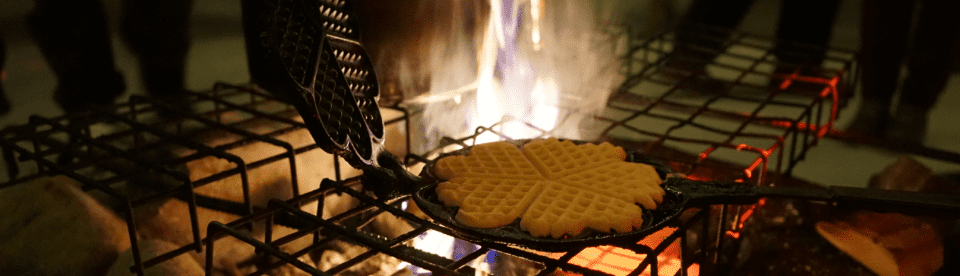 Waffel auf offenem Feuer