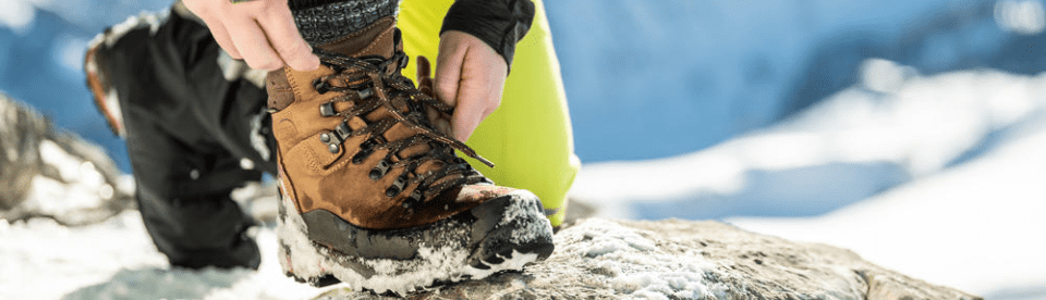 Bergschuh wir gebunden